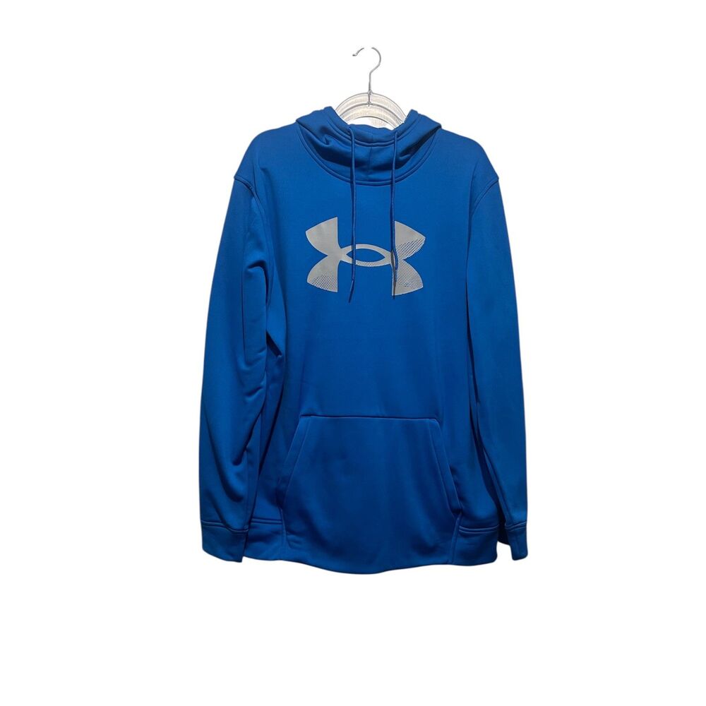 Under Armour Men's XL ColdGear Blue Hoodie‎ Loose Fit Poly Fleece Pullover